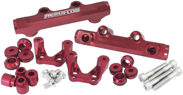 Aeroflow Subaru EJ20 Top Feed Conversion Billet EFI Fuel Rail - Red (AF64-2258R) AF64-2258R