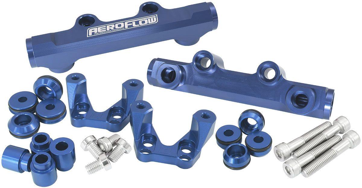 Aeroflow Subaru EJ20 Top Feed Conversion Billet EFI Fuel Rail - Blue (AF64-2258) AF64-2258