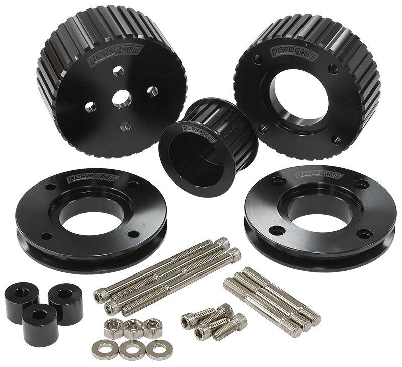 Aeroflow Holden EFI Gilmer Drive Kit (Belt not included) - Black Finish (AF64-3006BLK) AF64-3006BLK