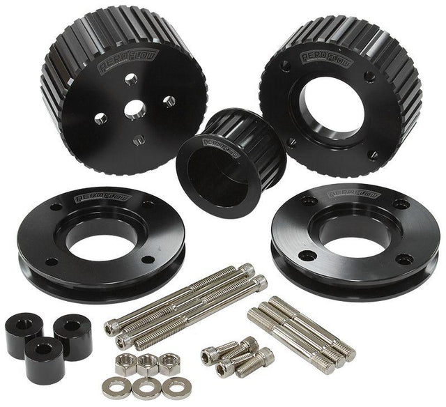 Aeroflow Holden EFI Gilmer Drive Kit (Belt not included) - Black Finish (AF64-3006BLK) AF64-3006BLK
