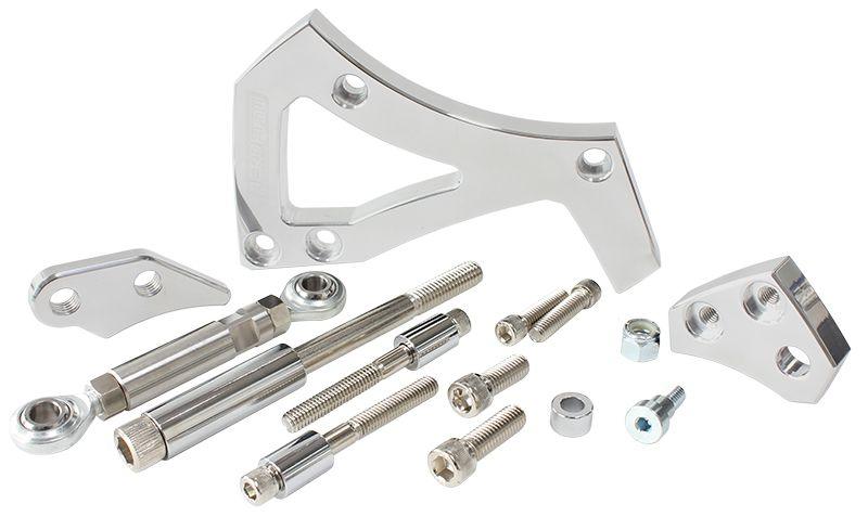 Aeroflow Mid Mount Drivers Side Billet Aluminium Alternator Bracket - Polished (AF64-4000) AF64-4000