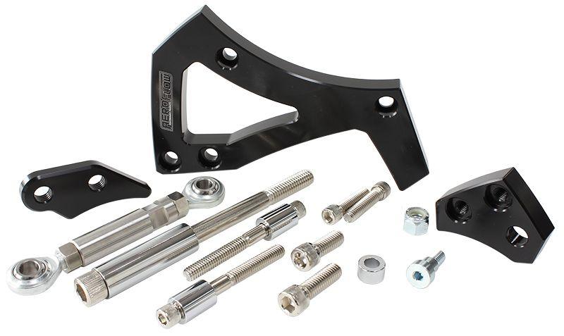 Aeroflow Mid Mount Drivers Side Billet Aluminium Alternator Bracket - Black (AF64-4000BLK) AF64-4000BLK