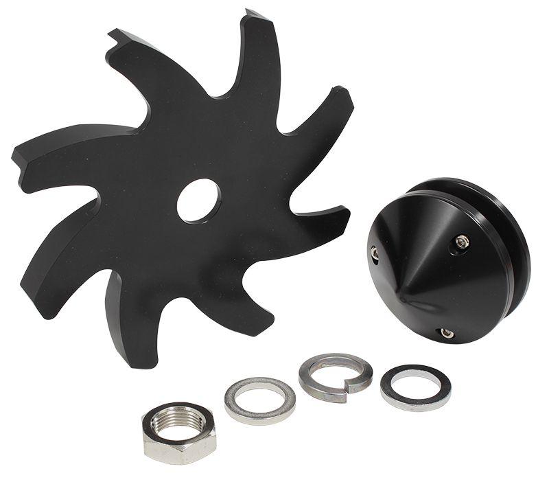 Aeroflow Billet Alternator Fan & Pulley (AF64-4300BLK) AF64-4300BLK