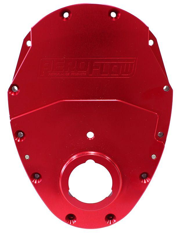 Aeroflow Small Block Chev 350 2-Piece Billet Timing Cover - Red Finish (AF64-4350R) AF64-4350R