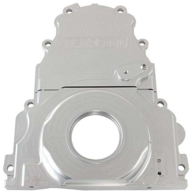 Aeroflow GM LS 2-Piece Billet Timing Cover - Silver Finish (AF64-4361S) AF64-4361S