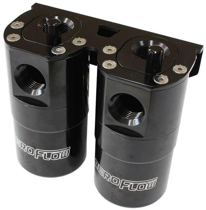 Aeroflow Billet Universal Dual Air / Oil Separator (AF64-4364BLK)