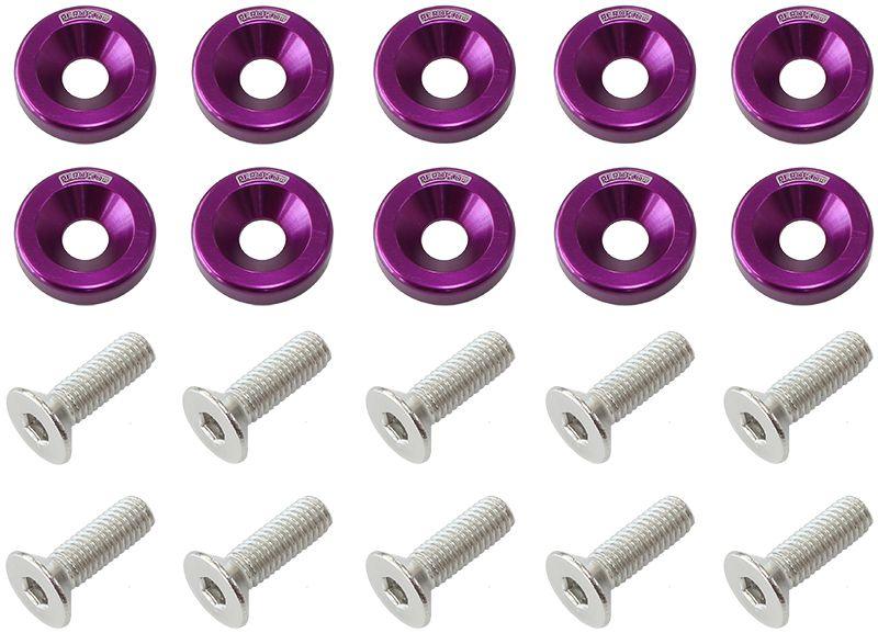 Aeroflow Billet Dress-Up/Fender Bolt Kit M6 x 1.00mm (20mm UHL) (AF64-4365PUR)