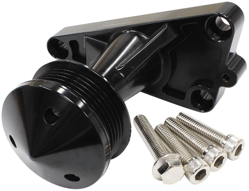 Aeroflow GM LS Power Steer Delete Idler Bracket - Black (AF64-4367BLK) AF64-4367BLK