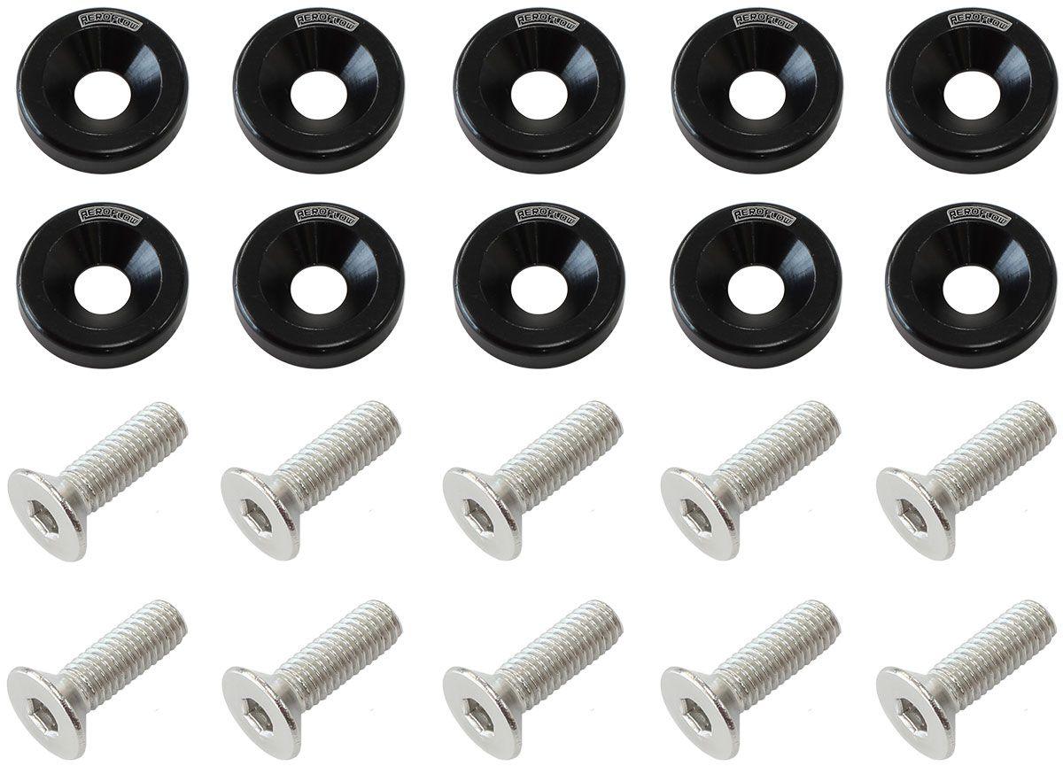 Aeroflow 1/4" Billet Dress-Up / Fender Bolt Kit (10 pack) (AF64-4372BLK) AF64-4372BLK