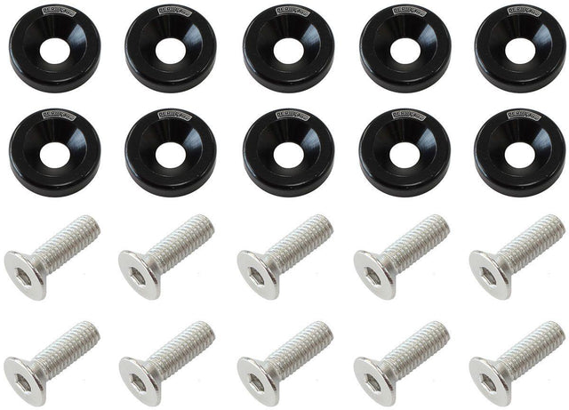 Aeroflow 1/4" Billet Dress-Up / Fender Bolt Kit (10 pack) (AF64-4372BLK) AF64-4372BLK