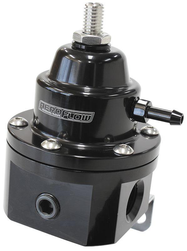 Aeroflow 3-Port 1200hp Billet Fuel Pressure Regulator 30-120psi Adjustable - Black (AF66-2055BLK) AF66-2055BLK