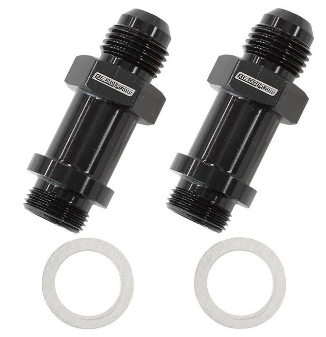 Aeroflow Carburettor Adapter - Male 9/16" x 24 to -6AN 1-3/4" Long (AF701-06-LBLK) AF701-06-LBLK