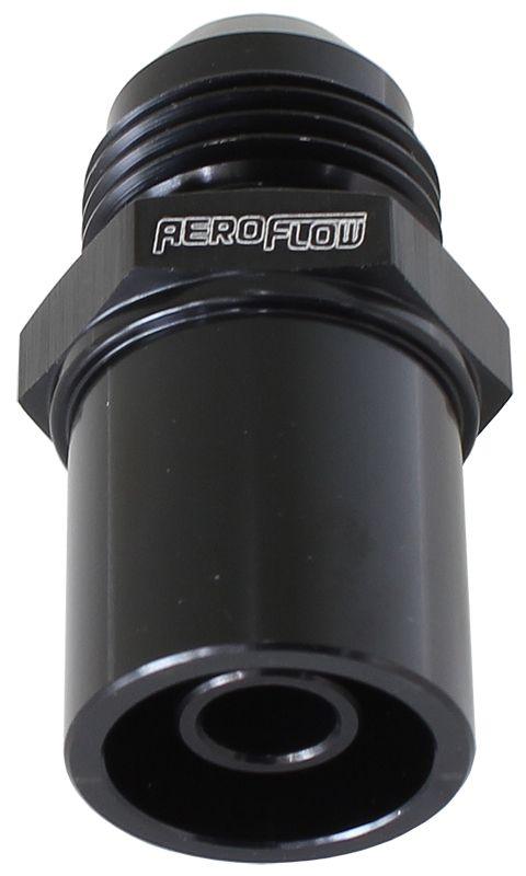 Aeroflow Press In Front Valve Cover Breather Adapter -8AN Black (20mm O.D) (AF708-08FBLK) AF708-08FBLK