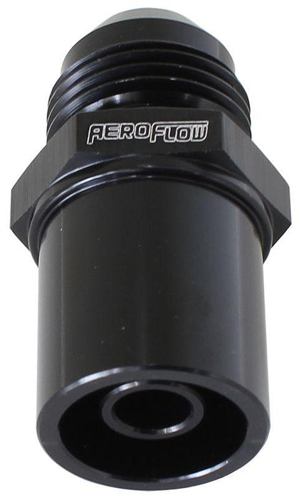 Aeroflow Press In Front Valve Cover Breather Adapter -8AN Black (20mm O.D) (AF708-08FBLK)