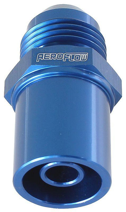 Aeroflow Press In Front Valve Cover Breather Adapter -8AN Blue (20mm O.D) (AF708-08F)