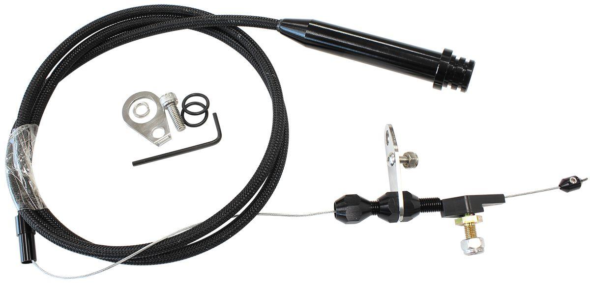 Aeroflow Kickdown Cable With Black Stainless Steel Cover & Black Ends (AF72-7000BLK)