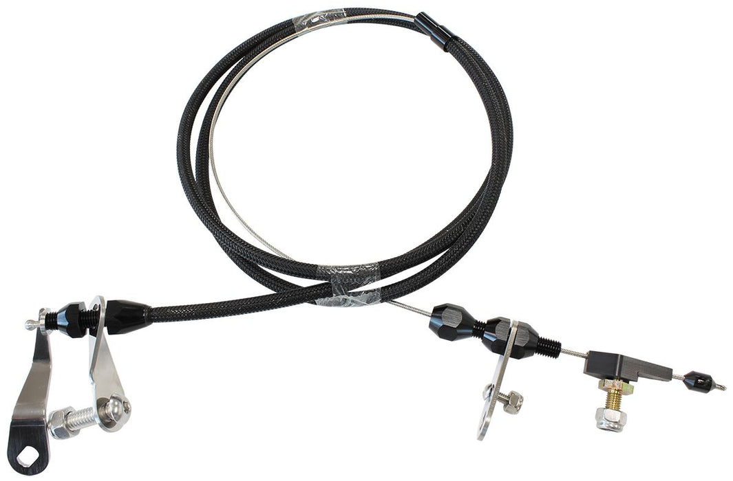 Aeroflow Kickdown Cable With Black Stainless Steel Cover & Black Ends (AF72-7001BLK)