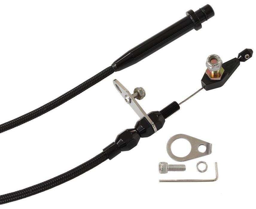 Aeroflow Kickdown Cable With Black Stainless Steel Cover & Black Ends (AF72-7007BLK)