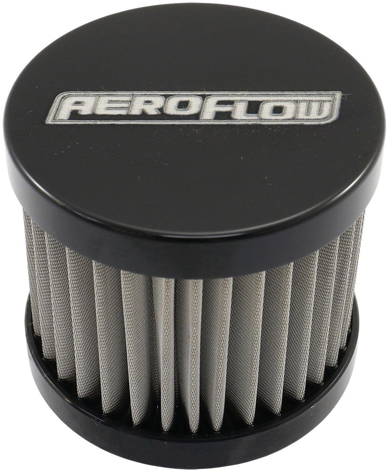 Aeroflow Stainless Steel Small Billet Breather with -10AN Female Thread (AF77-2004BLK) AF77-2004BLK