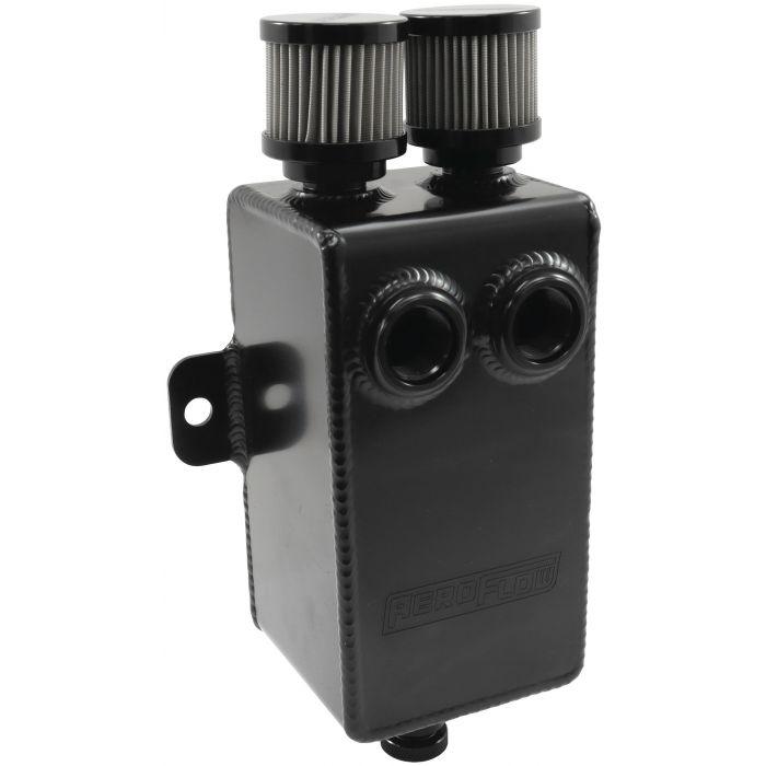Aeroflow 1L Universal Dual Breather/Catch Can Tank -Black (AF77-2020BLK) AF77-2020BLK