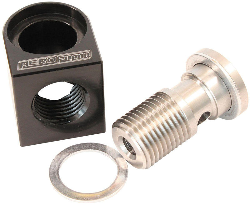 Aeroflow GM LS Billet Valley Plate Banjo Oil Pressure Adapter (AF77-5017) AF77-5017