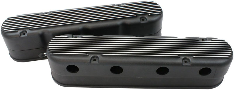 Aeroflow GM LS 2 Piece Retro Finned Valve Cover Set, Black Finish (AF77-5020BLK) AF77-5020BLK