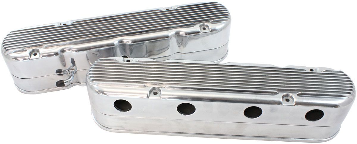 Aeroflow GM LS 2 Piece Retro Finned Valve Cover Set, Polished Finish (AF77-5020P)