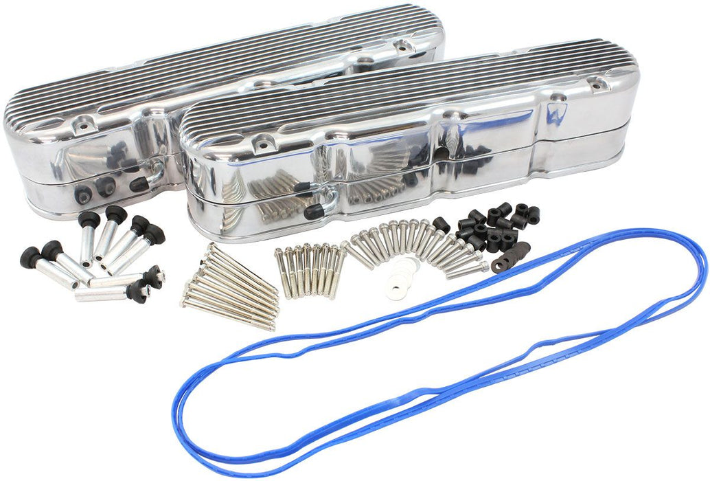 Aeroflow GM LS 2 Piece Retro Finned Valve Cover Set, Polished Finish (AF77-5020P)