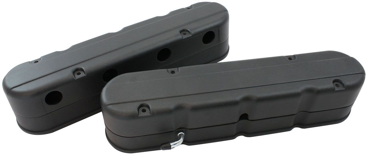 Aeroflow GM LS 2 Piece Retro Smooth Valve Cover Set, Black Finish (AF77-5021BLK)