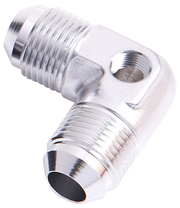 Aeroflow 90° Male Flare Union with 1/8" Port -6AN (AF821-06PS)