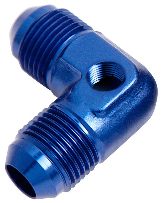 Aeroflow 90° Male Flare Union with 1/8" Port -6AN (AF821-06P)