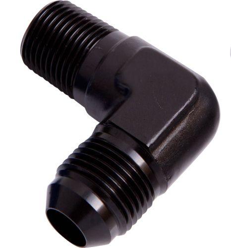 Aeroflow 90° NPT to Male Flare Adapter 1/8" to -3AN (AF822-03BLK)
