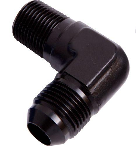 Aeroflow 90° NPT to Male Flare Adapter 3/4" to -10AN (AF822-10-12BLK) AF822-10-12BLK