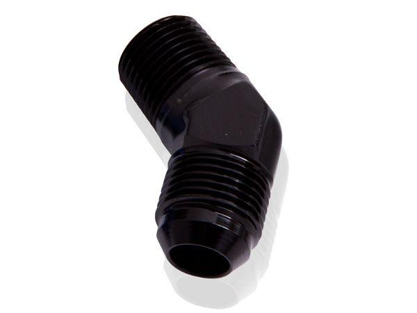 Aeroflow 45° NPT to Male Flare Adapter 1/4" to -4AN (AF823-04-04BLK)