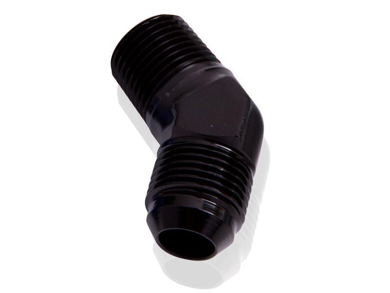 Aeroflow 45° NPT to Male Flare Adapter 1/8" to -6AN (AF823-06-02BLK) AF823-06-02BLK