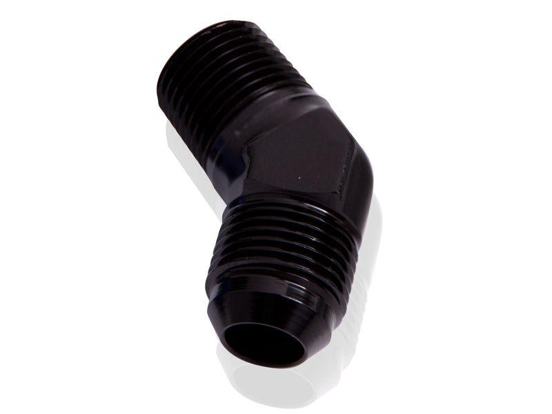 Aeroflow 45° NPT to Male Flare Adapter 1/8" to -6AN (AF823-06-02BLK)