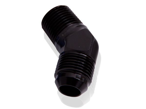 Aeroflow 45° NPT to Male Flare Adapter 1/2" to -12AN (AF823-12-08BLK)