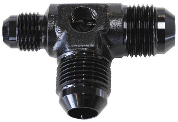 Aeroflow Flare AN Stepped Tee with 1/8" NPT Ports (AF824-06-08BLK)