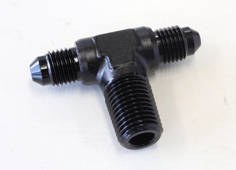 Aeroflow Tee with NPT On Side 1/4" to -4AN (AF825-04-04BLK) AF825-04-04BLK