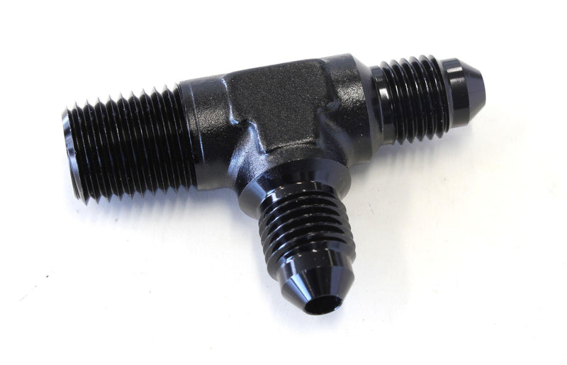 Aeroflow Tee with NPT On Run 1/4" to -4AN (AF826-04-04BLK) AF826-04-04BLK