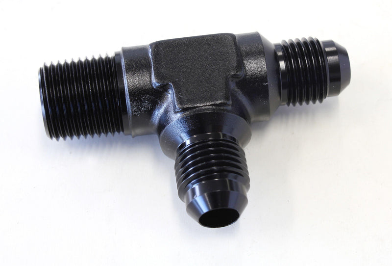 Aeroflow Tee with NPT On Run 3/8" to -6AN (AF826-06-06BLK) AF826-06-06BLK
