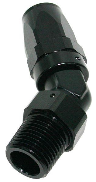 Aeroflow Male NPT Taper Swivel 45° Hose End 3/4" to -16AN (AF828-16-12BLK) AF828-16-12BLK