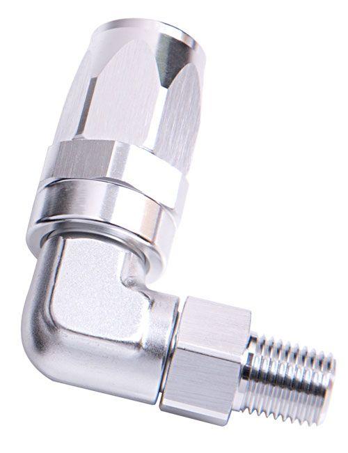 Aeroflow Male NPT Taper Swivel 90° Hose End 1/8" to -6AN (AF829-06-02S)