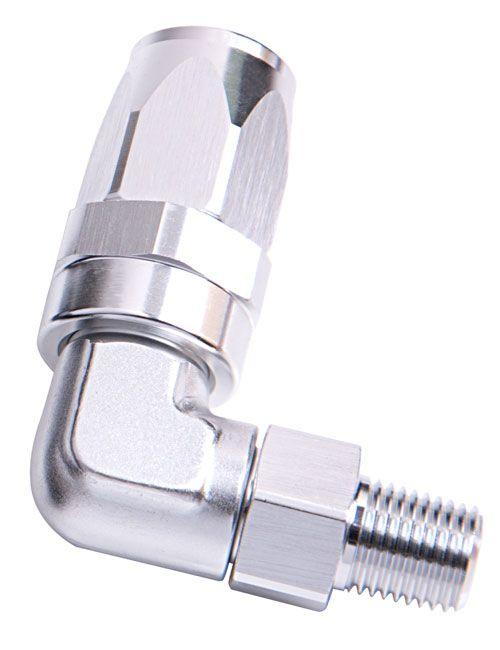 Aeroflow Male NPT Taper Swivel 90° Hose End 1/2" to -8AN (AF829-08-08S) AF829-08-08S