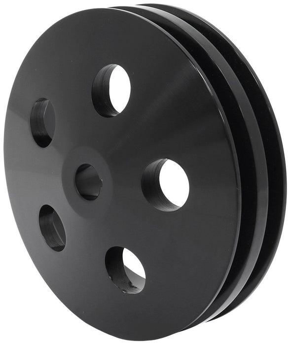 Aeroflow Power Steering Pump Pulley with Double Groove - Black Finish (AF83-1004BLK)