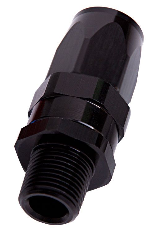 Aeroflow Male NPT Taper Swivel Straight Hose End 1/2" to -10AN (AF830-10-08BLK)