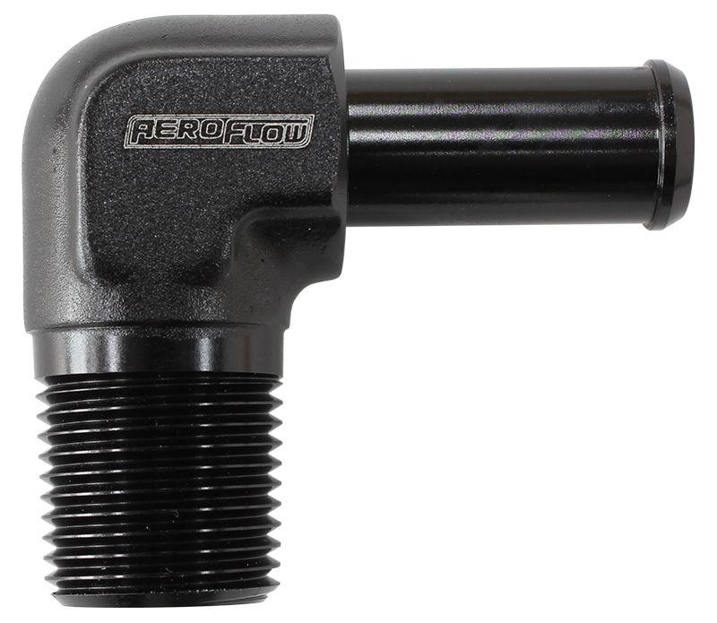 Aeroflow Male NPT to 90 Deg AN Hose Barb (AF842-04ANBLK) AF842-04ANBLK