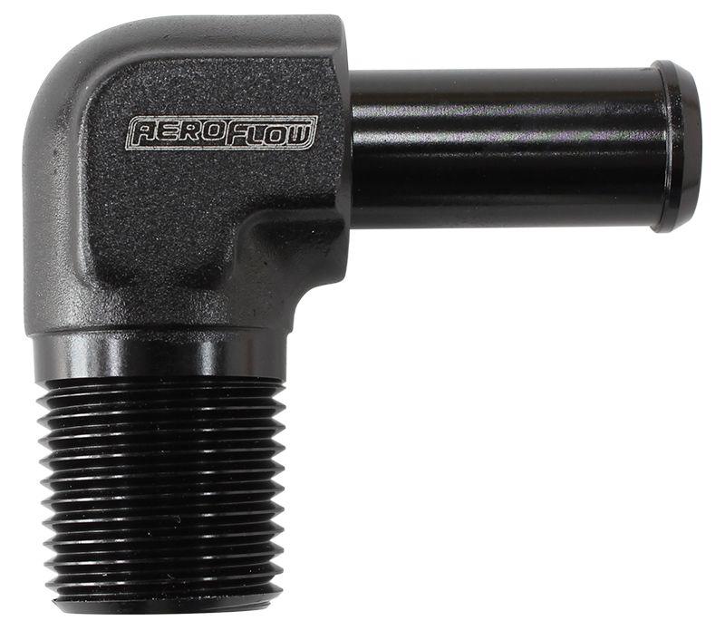 Aeroflow Male NPT to 90 Deg AN Hose Barb (AF842-04ANBLK)