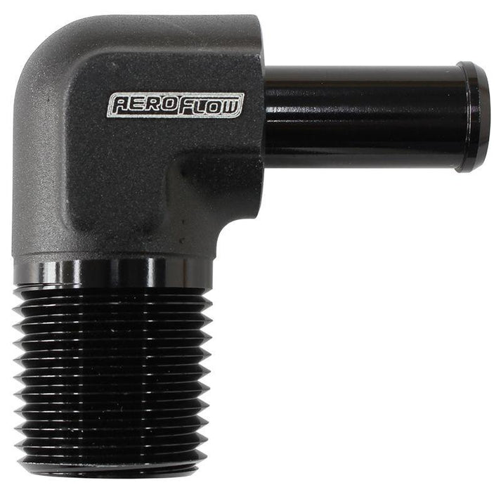 Aeroflow Male NPT to 90 Deg AN Hose Barb (AF842-06-06ANBLK)