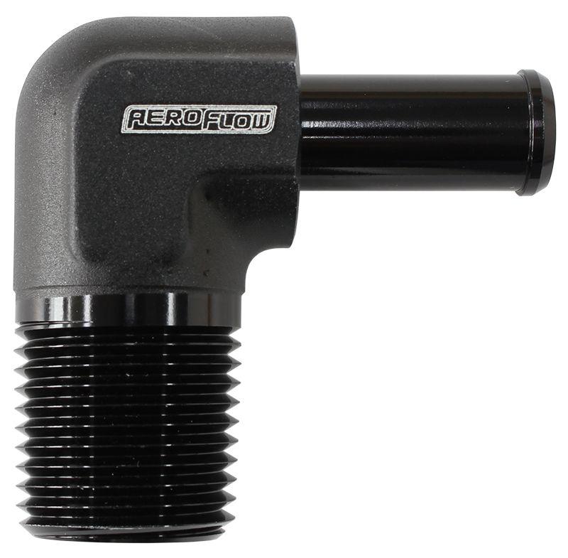 Aeroflow Male NPT to 90 Deg AN Hose Barb (AF842-08-08ANBLK) AF842-08-08ANBLK